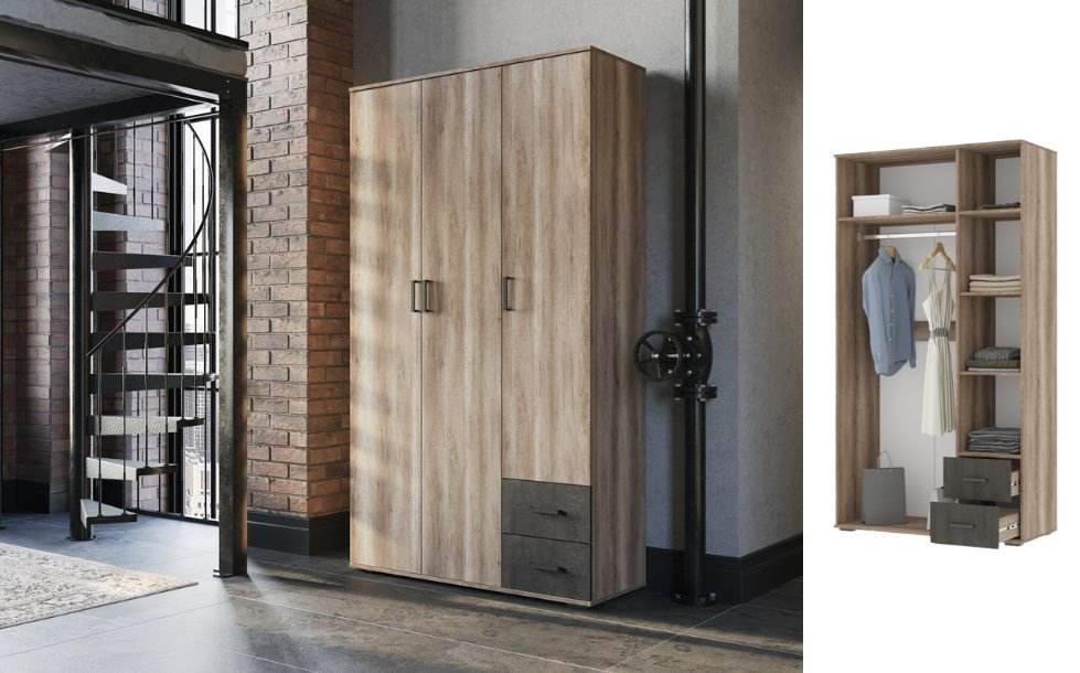 Распашной шкаф DOMA Распашной шкаф SO-LOFT-120, 120x220х50 см, коричневый, серый купить,NaN