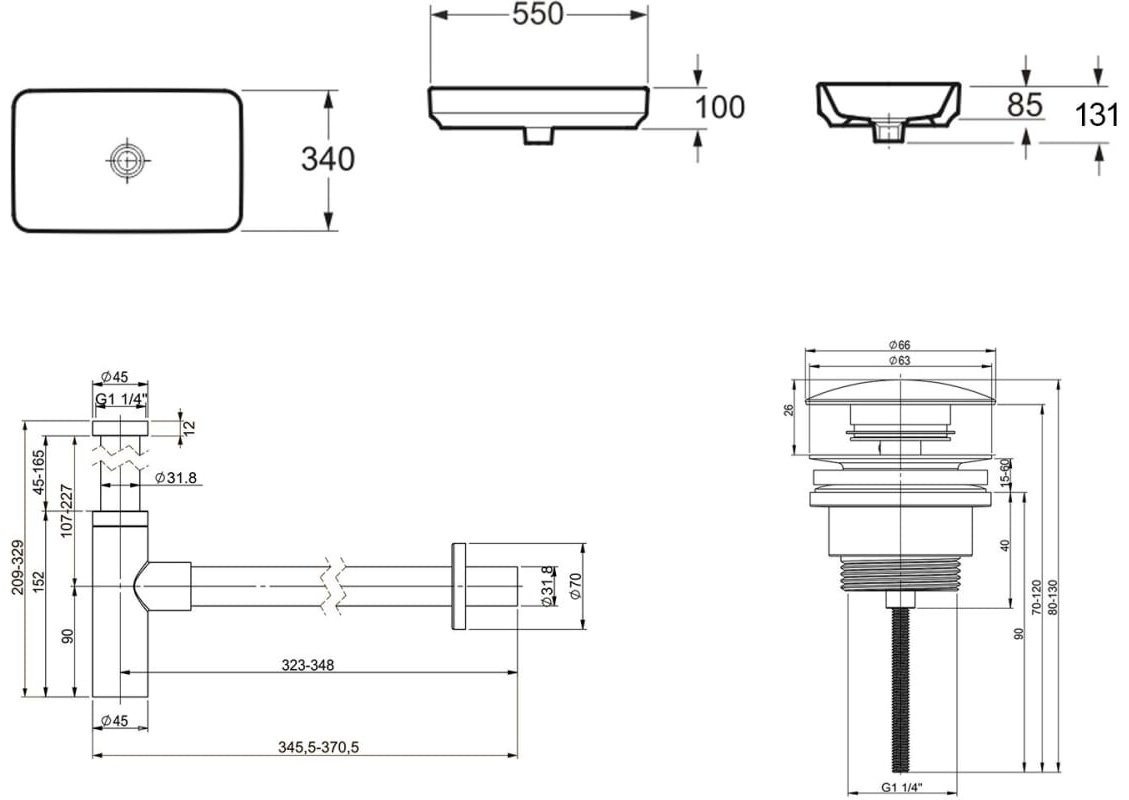 Раковина Lavinia Boho Bathroom Sink 21520148 накладная прямоугольная 34, санфарфор