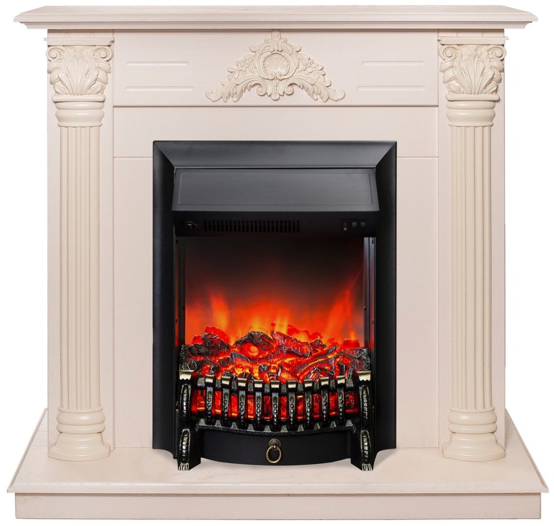 Электрокамин Real Flame напольный Stefania WT-F612 с очагом Fobos Lux Black