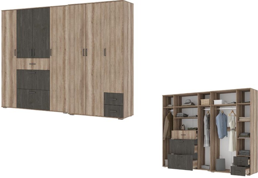 Распашной шкаф DOMA Распашной шкаф SO-LOFT-280, 280x220х50 см, коричневый, серый купить,NaN