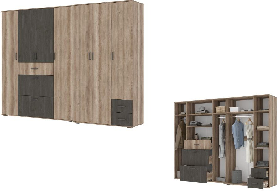 Распашной шкаф DOMA Распашной шкаф SO-LOFT-280, 280x220х50 см, коричневый, серый купить,NaN