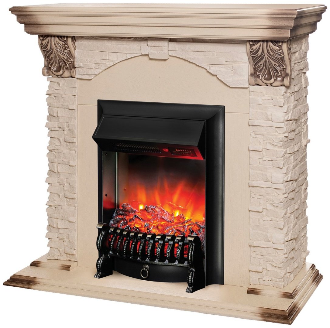 Электрокамин Real Flame напольный Dublin Lux WT с очагом Fobos Lux Black RC