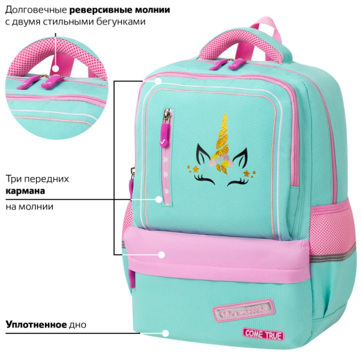 Рюкзак Brauberg полиэстер мятный купить,NaN