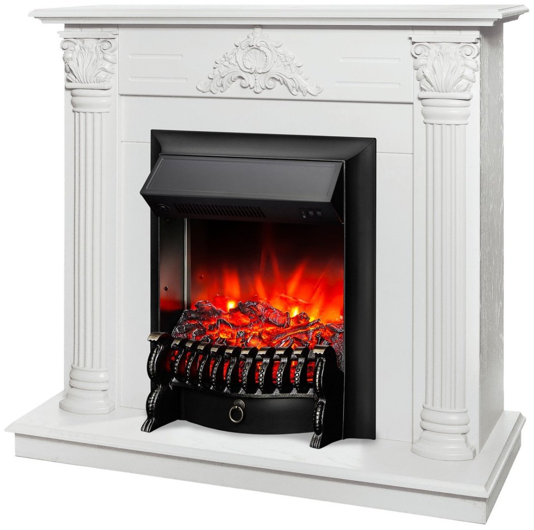 Электрокамин Real Flame напольный Stefania WT-F614 с очагом Fobos Lux Black