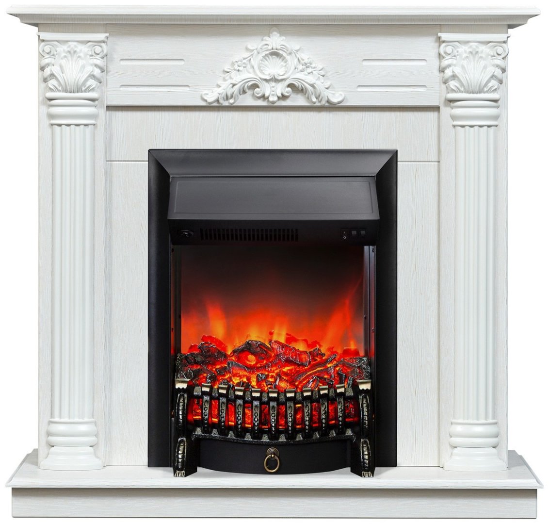Электрокамин Real Flame напольный Stefania WT-F614 с очагом Fobos Lux Black