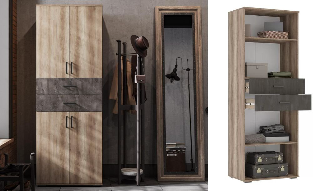 Распашной шкаф DOMA Распашной шкаф SO-LOFT-240, 240x220х50 см, коричневый, серый купить,NaN