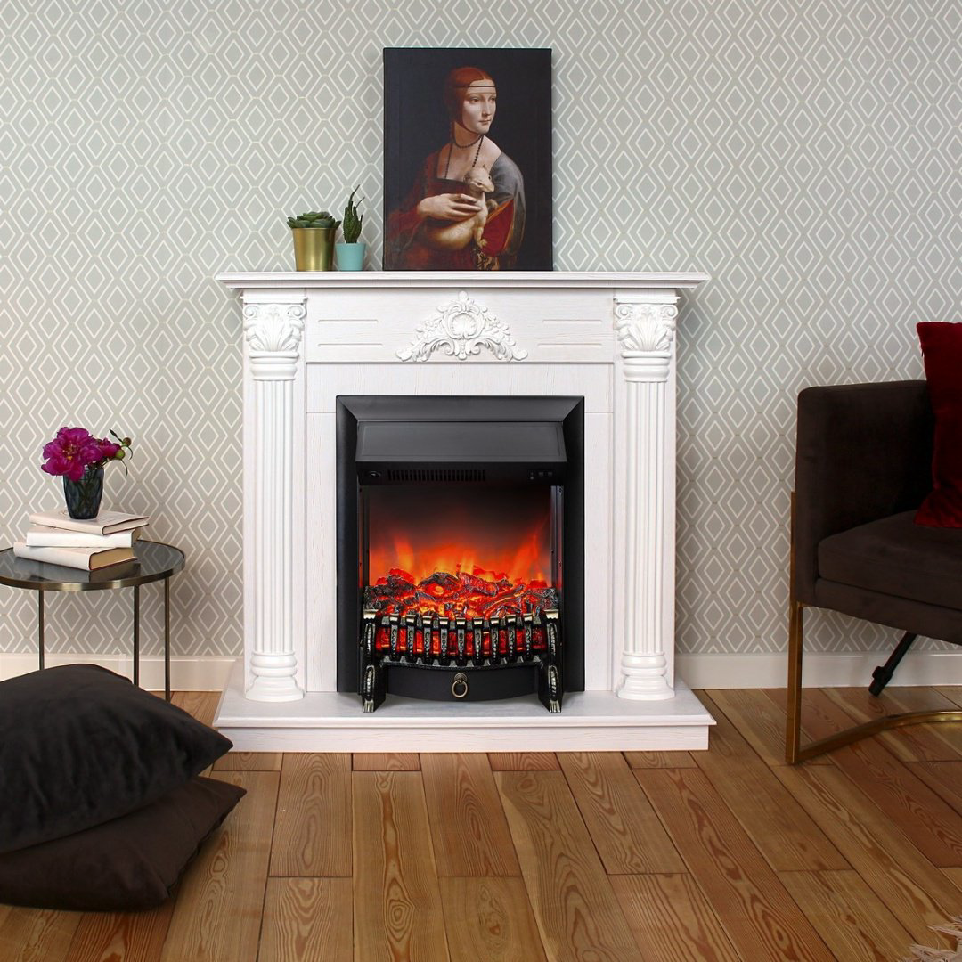 Электрокамин Real Flame напольный Stefania WT-F614 с очагом Fobos Lux Black купить,NaN