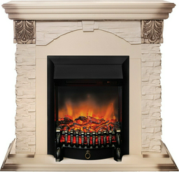 Электрокамин Real Flame напольный Dublin Lux WT с очагом Fobos Lux Black RC