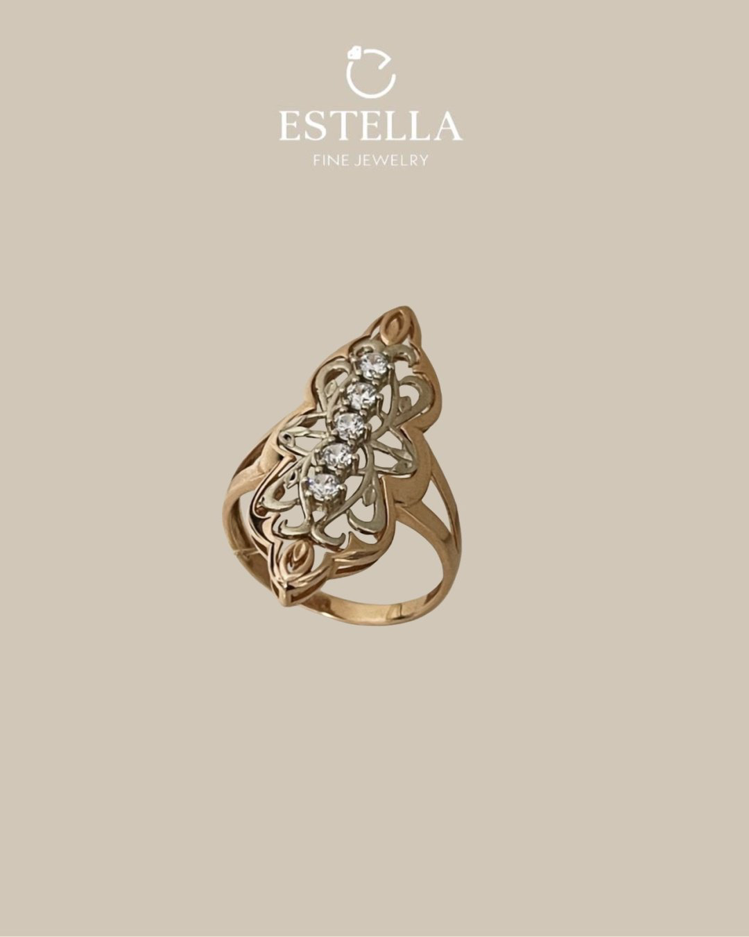 Кольцо Estella алтын жүзік размер 20 вес 2.86 г золото, фианит купить,NaN