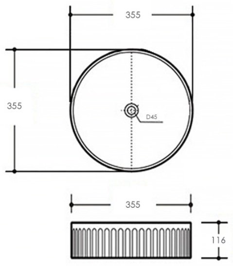 Раковина Comforty CF178760 накладная круглая 35.5, санфарфор
