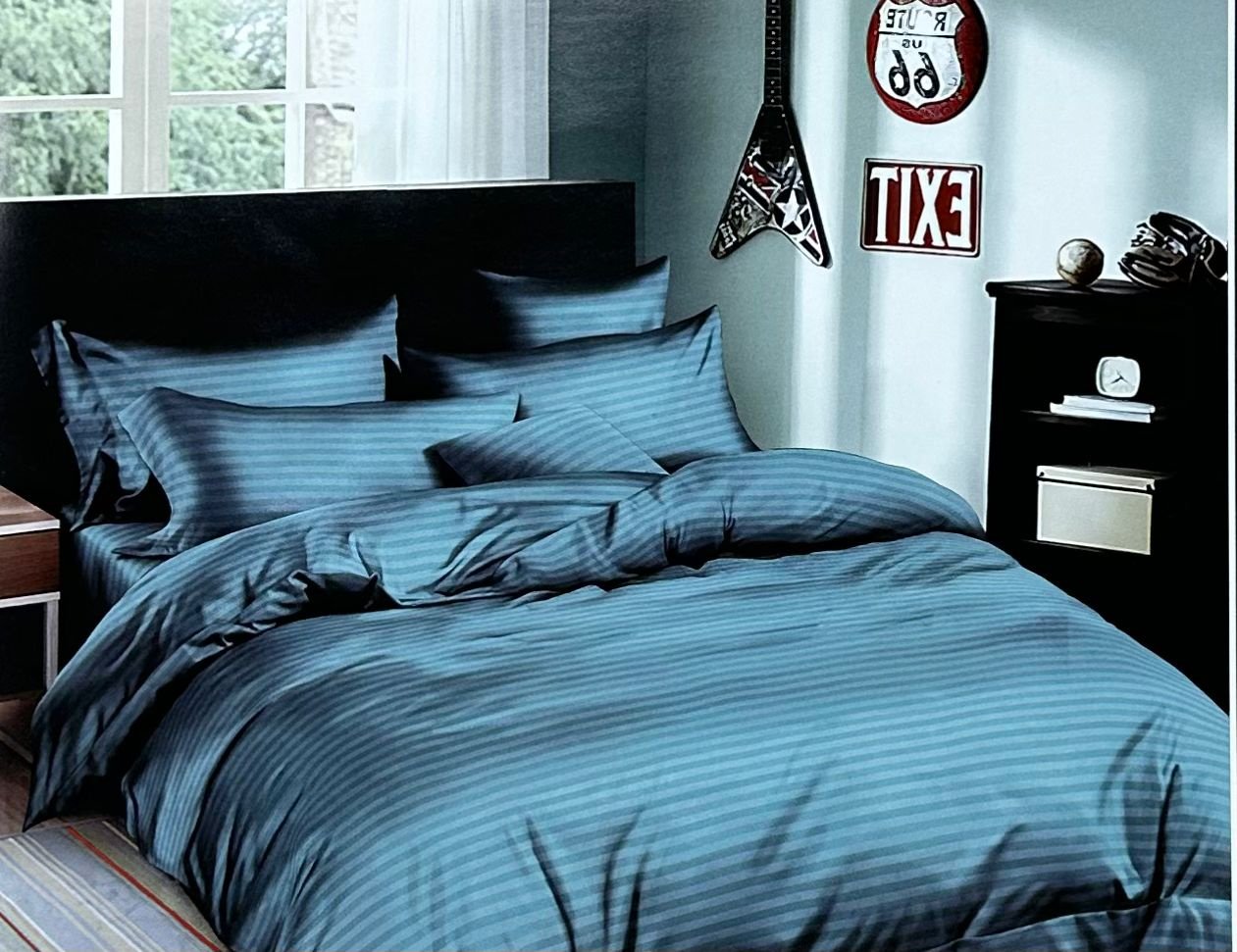 Комплект Korea Striped 2-спальный сатин, 2 наволочки: 50x70 см