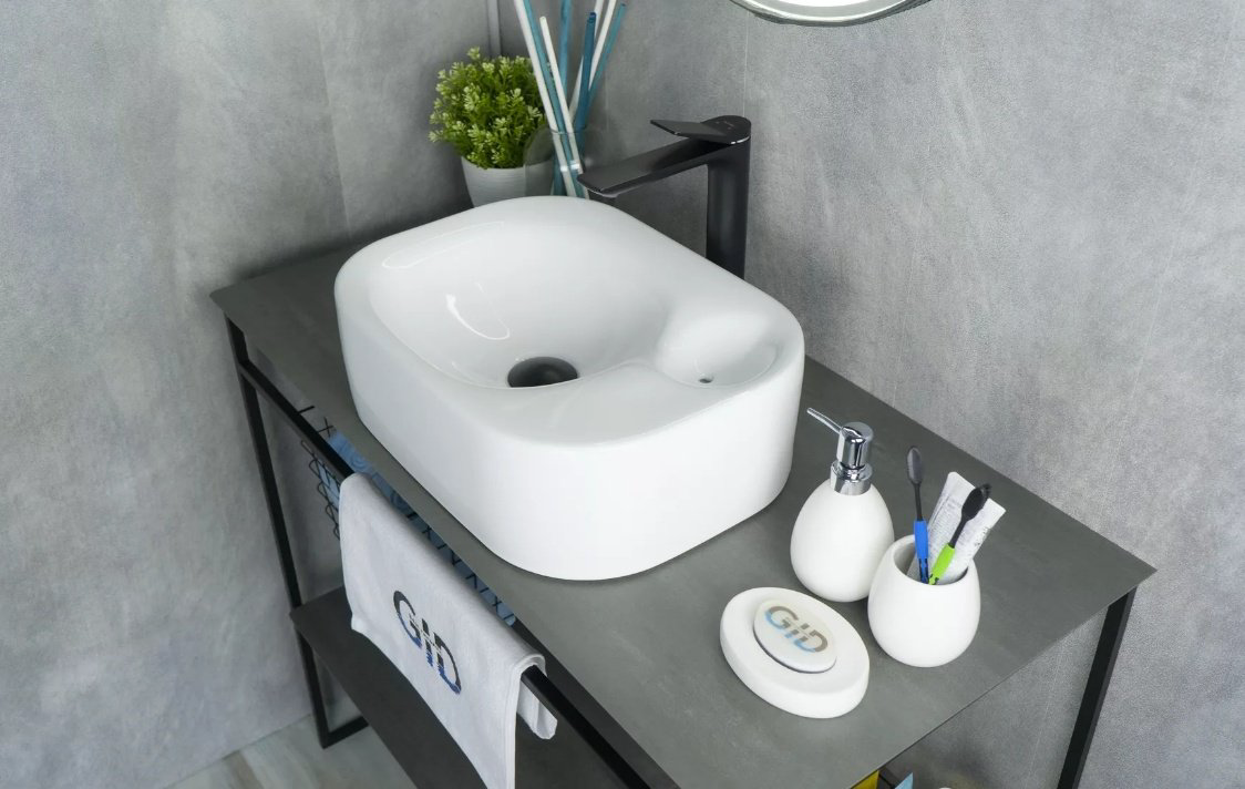 Раковина GID-ceramic N9266 накладная прямоугольная 47, керамика купить,NaN