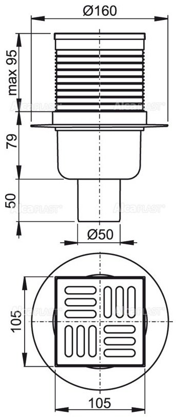Alcaplast трап APV32 (102х102 см)
