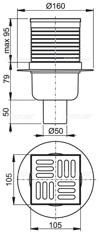 Alcaplast трап APV32 (102х102 см)