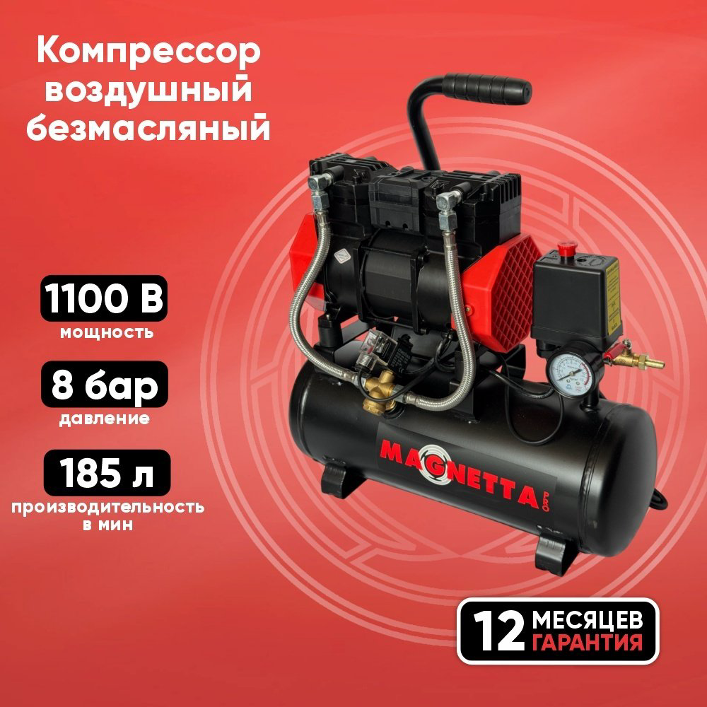 Компрессор безмасляный Magnetta BW1100-9, 8 бар купить,NaN