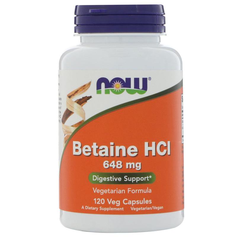 NOW Betaine HCI 648 мг 120 шт капсулы