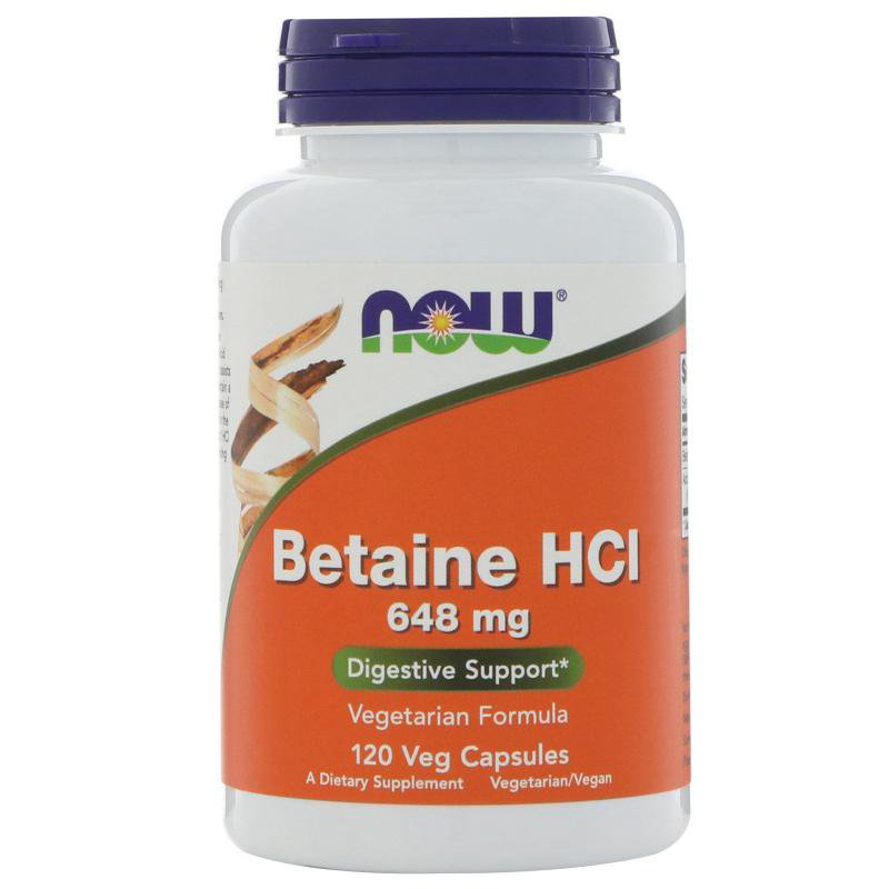 NOW Betaine HCI 648 мг 120 шт капсулы купить,NaN