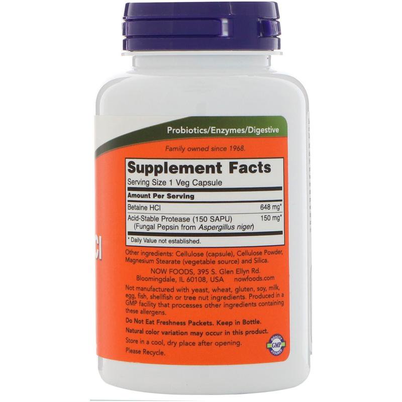 NOW Betaine HCI 648 мг 120 шт капсулы купить,0
