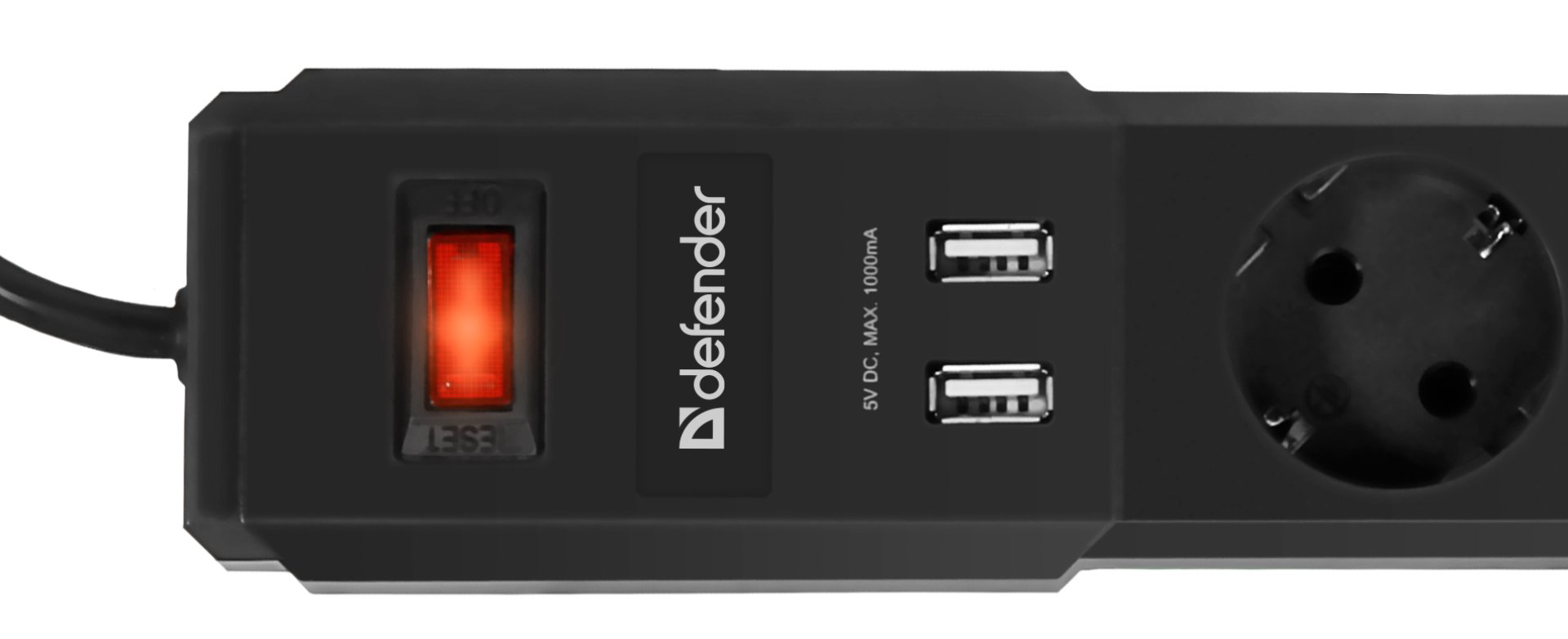 Сетевой фильтр Defender DFS 451 1.8m черный купить,2323