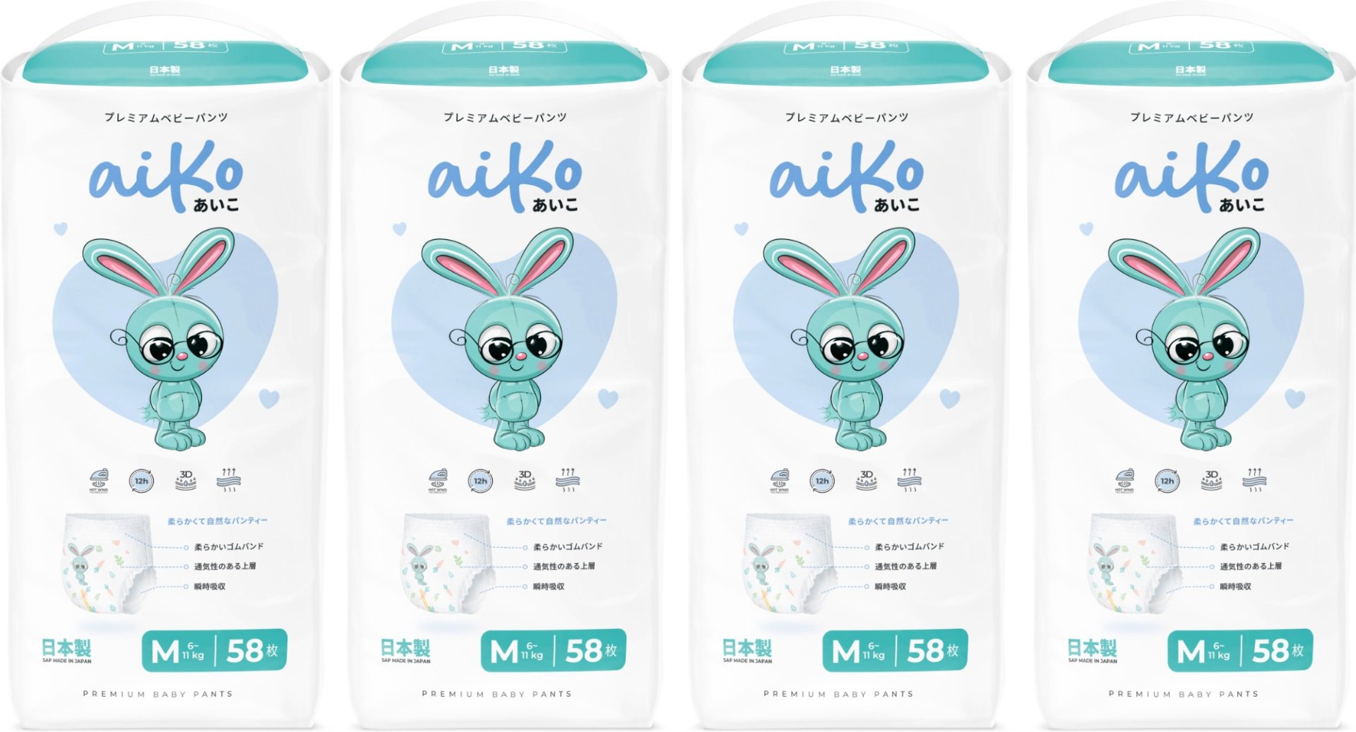 Подгузники-трусики AIKO M, 232 шт