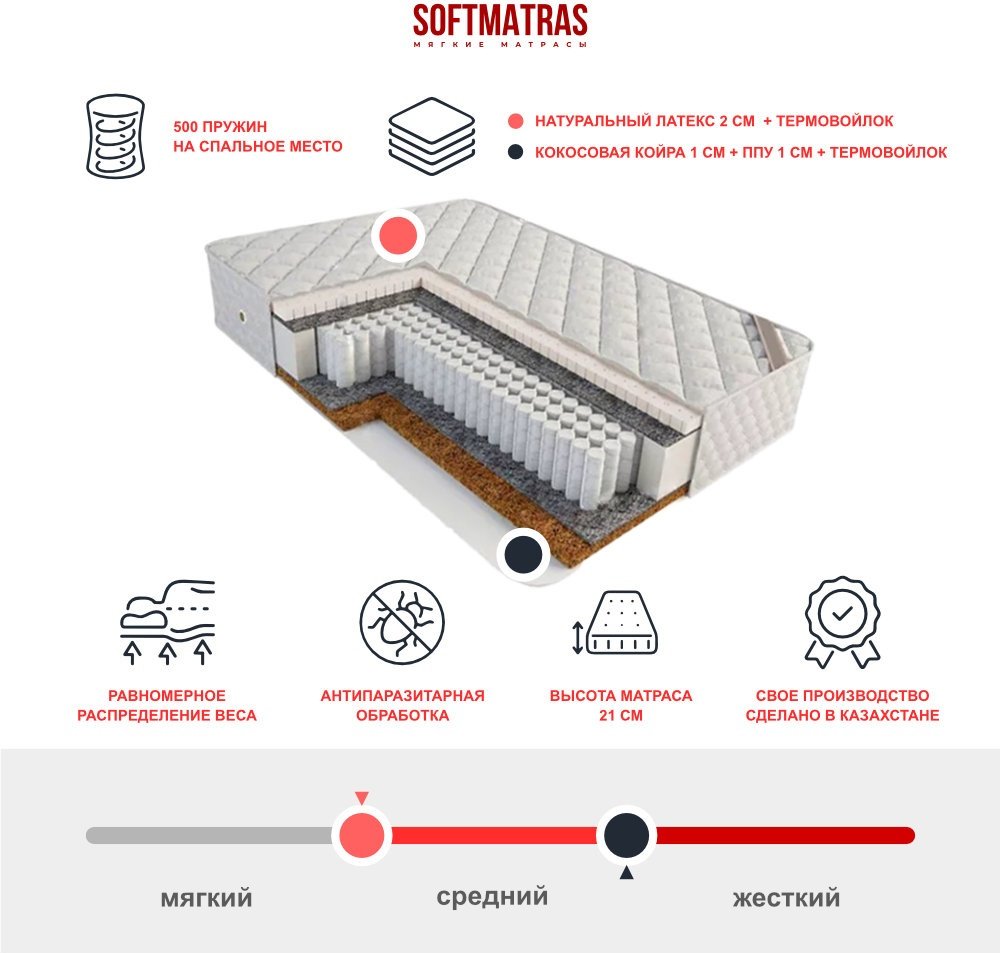 Матрас SoftMatras Престиж-3, 120x200x21 см - ForteMarket Матрас SoftMatras Престиж-3, 120x200x21 см купить,105462