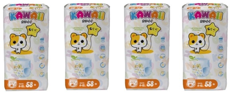 Подгузники-трусики Kawaii M, 232 шт