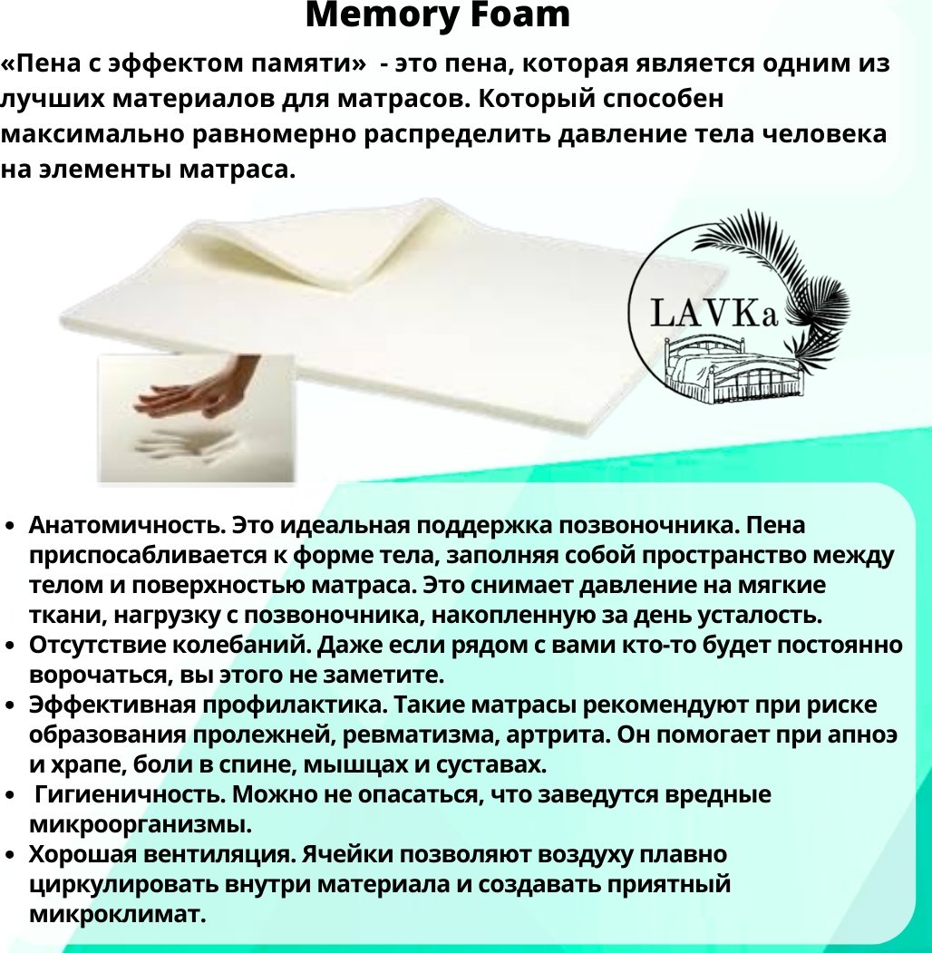 Матрас LAVKa RЕLAX ТIME Memory+Latex, 160x200x22 см купить,102275