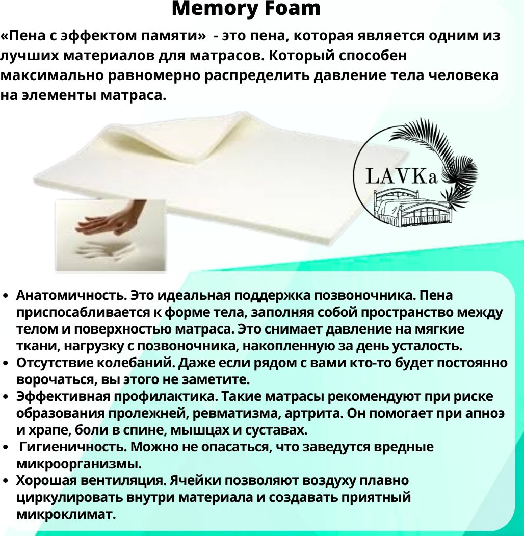 Матрас LAVKa RЕLAX ТIME Memory+Latex, 160x200x22 см купить,102275