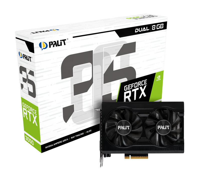 Видеокарта Palit GeForce RTX 3050 Dual 8Gb NE63050018P1-1070D купить,0