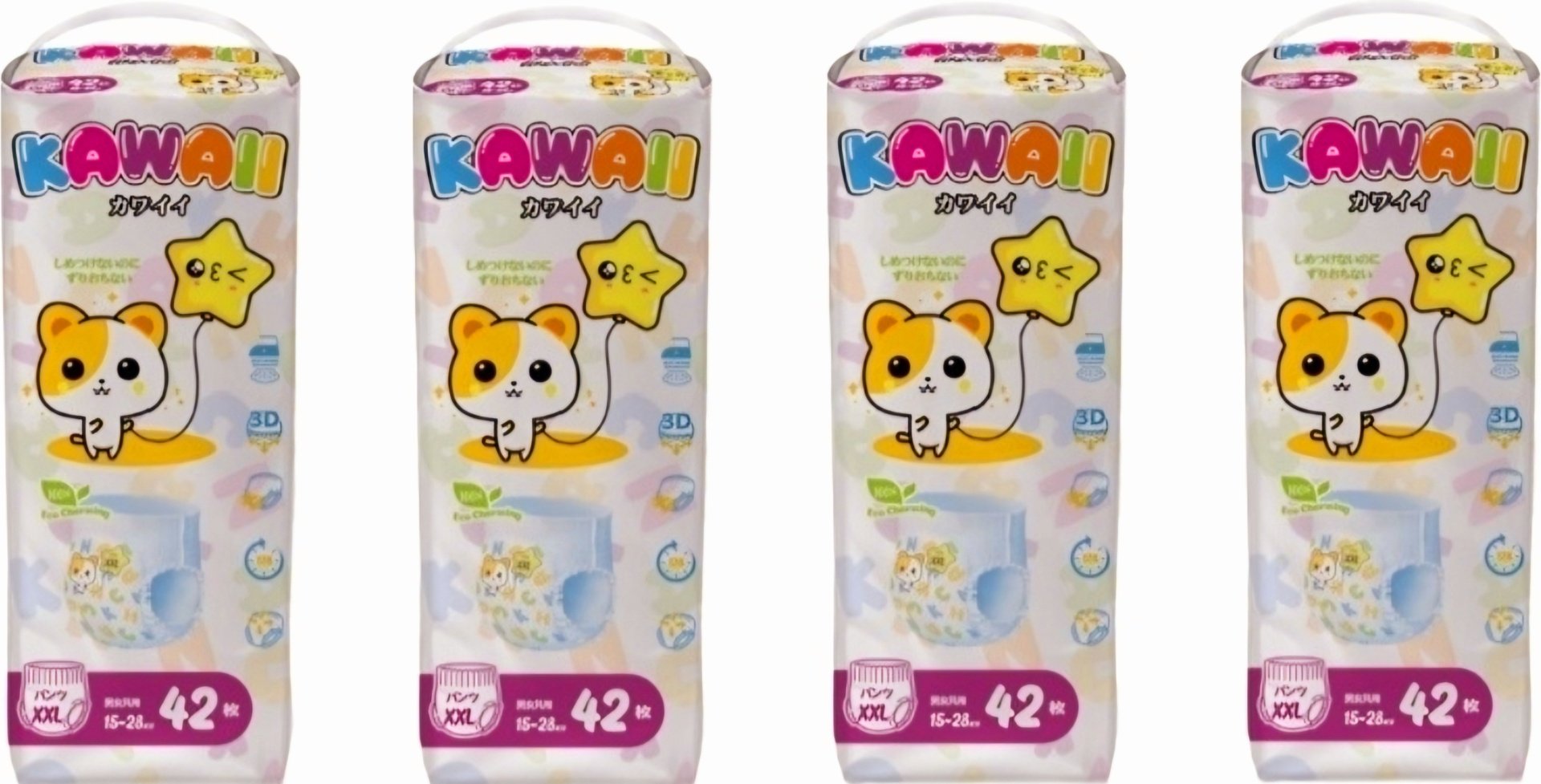 Подгузники-трусики Kawaii XXL, 168 шт