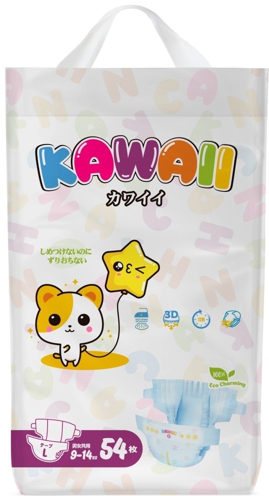 Подгузники Kawaii Premium L, 54 шт