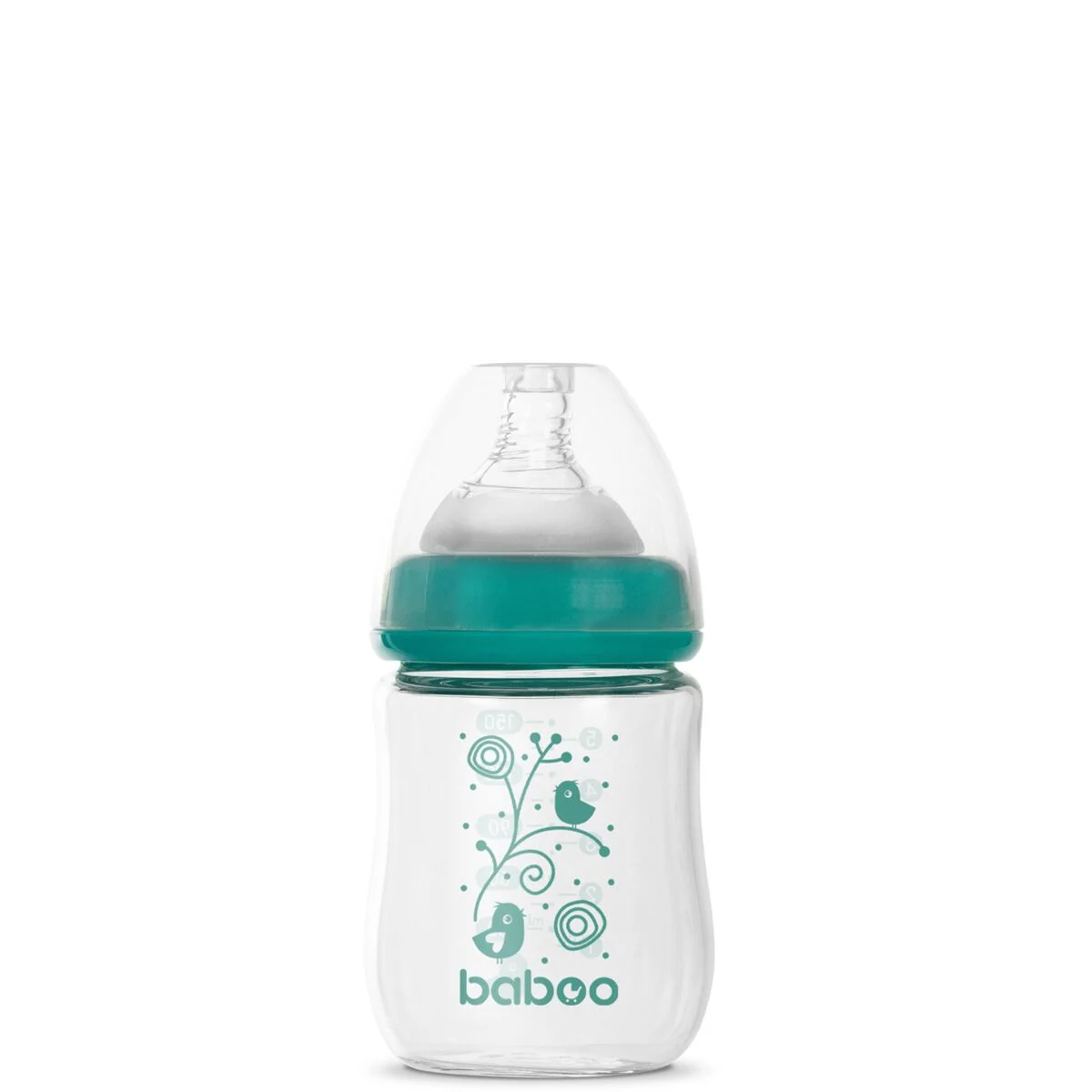 Бутылочка Baboo стеклянная для кормления Anti-Colic 150мл. 3м+ зеленая