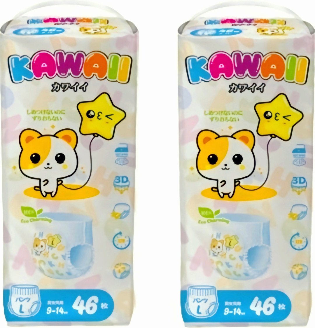 Подгузники-трусики Kawaii L, 92 шт