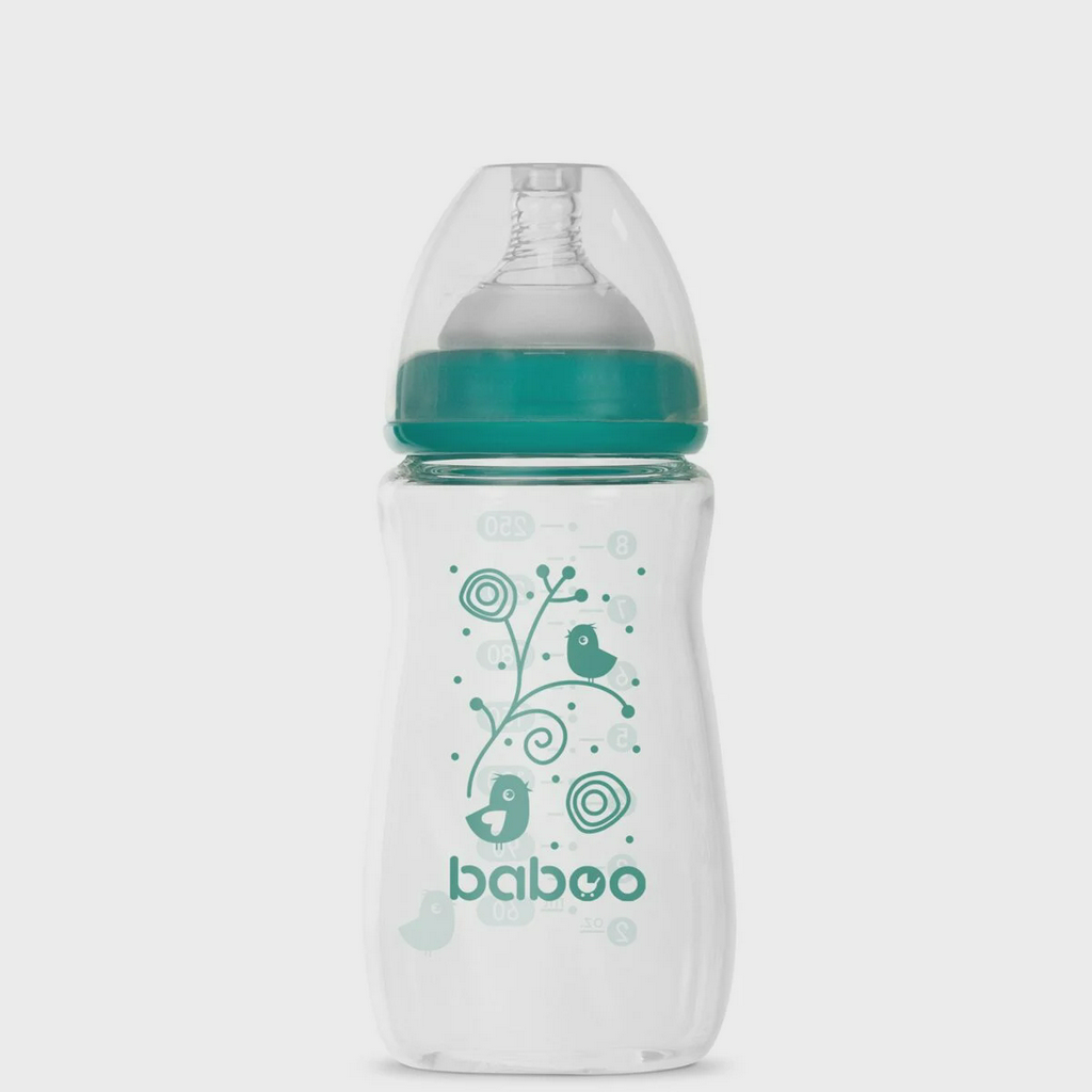 Бутылочка Baboo стеклянная для кормления Anti-Colic 250мл. 3м+ зеленая