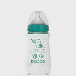 Бутылочка Baboo стеклянная для кормления Anti-Colic 250мл. 3м+ зеленая