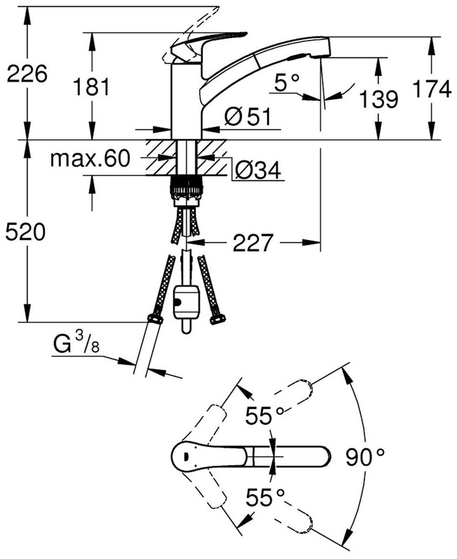 Смеситель для кухни (мойки) Grohe 30305001, однозахватный купить,125900