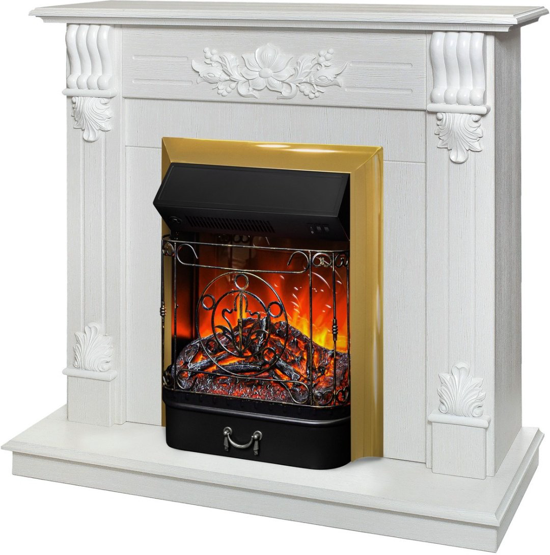 Электрокамин Real Flame напольный Ottawa WT с очагом Majestic Lux Brass купить,524800