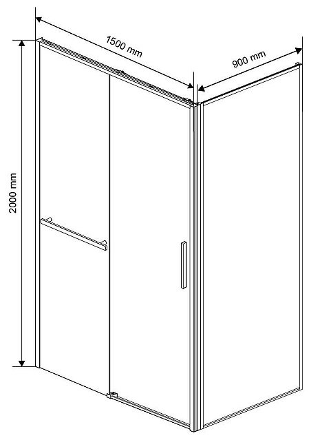 Душевое ограждение KABINKA.KZ двухстенное Soft VSR-1SS9015CL, 1500х1900 мм