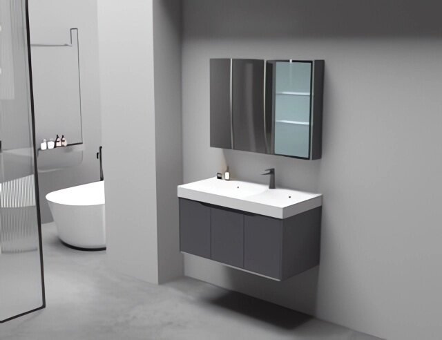 Комплект для ванной Cerutti SPA MAIELLA 60 (шкаф, тумба под раковину, зеркало, раковина) серый