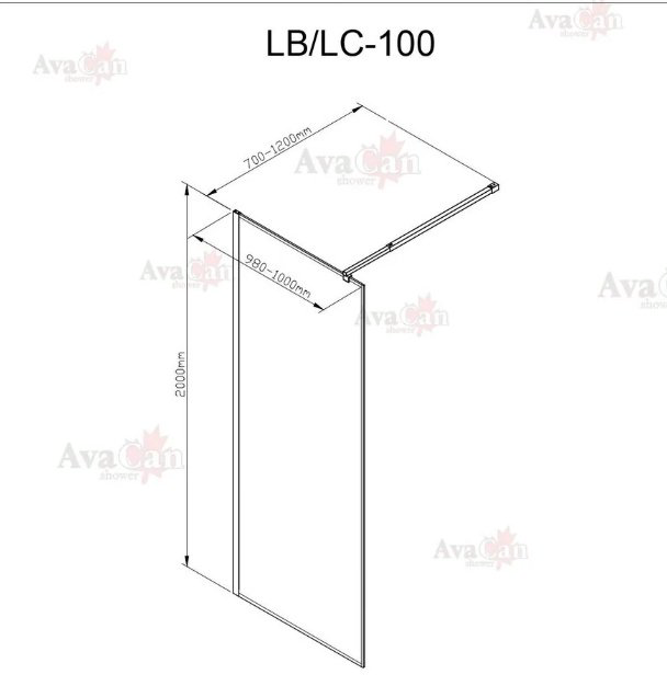 Душевое ограждение KABINKA.KZ одностенное LB100, 1000х2000 мм купить,NaN