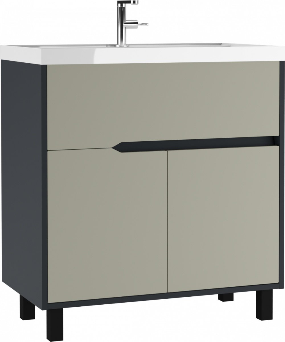 Комплект для ванной KABINKA.KZ Karat В1 (тумба под раковину, зеркало, раковина) серый