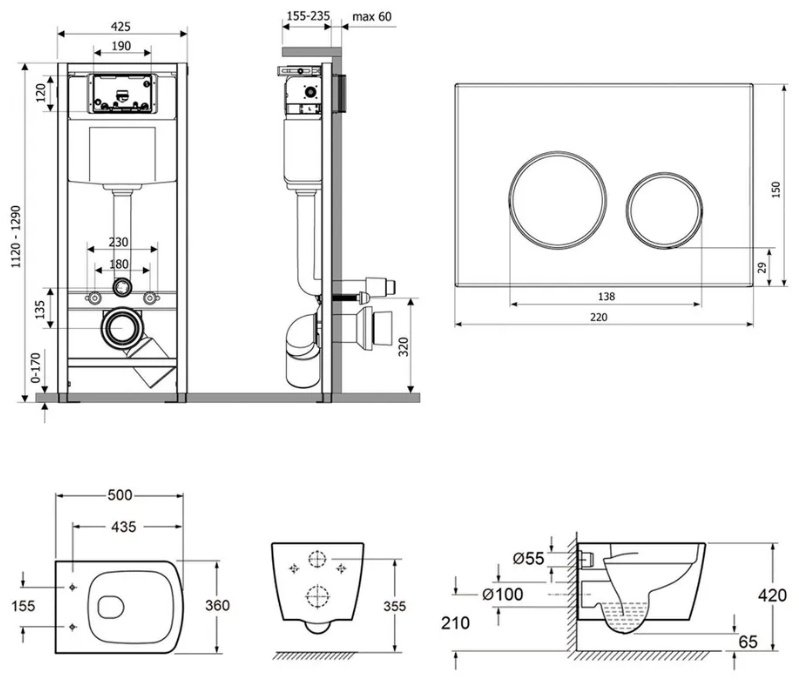 Lavinia Boho унитаз с инсталляцией Relfix Aveo Rimless 77040132, санфарфор