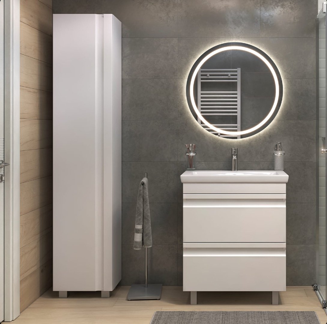 Шкаф-пенал напольный KABINKA.KZ Holly 400, 40x29.9x192 см, белый