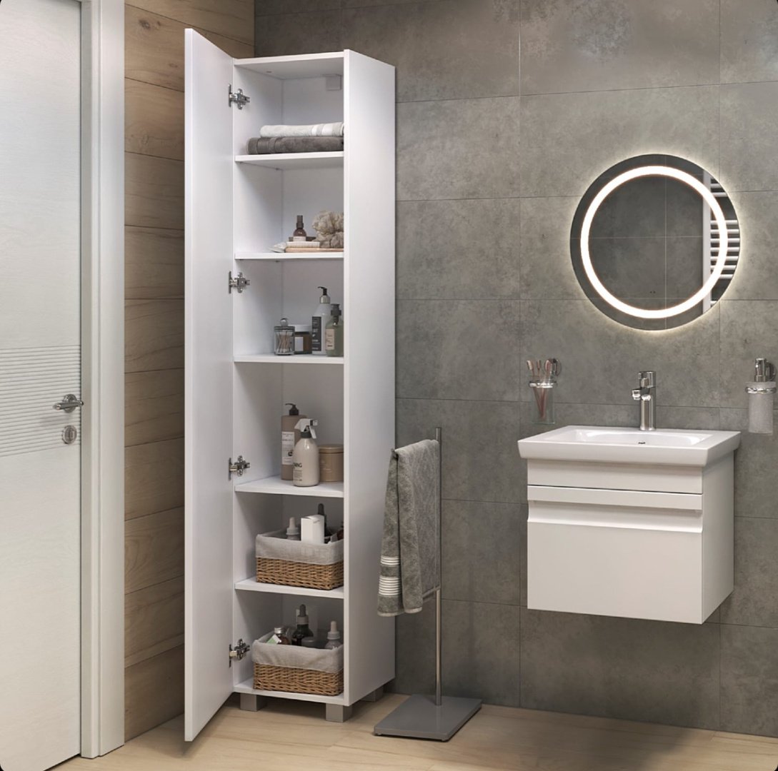 Шкаф-пенал напольный KABINKA.KZ Holly 400, 40x29.9x192 см, белый