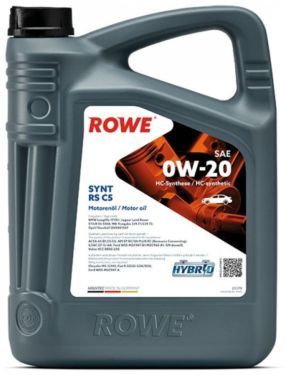 Моторное масло Синтетическое ROWE HIGHTEC SYNT RS C5 0W-20 5 л купить,NaN