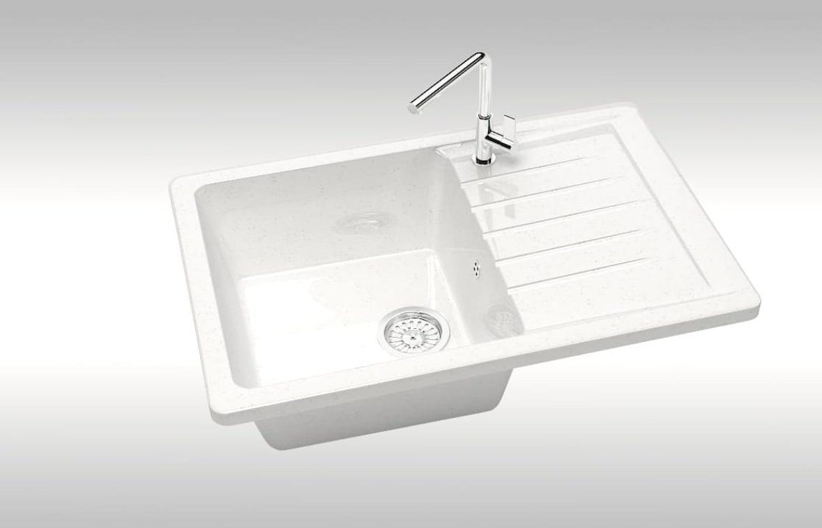 Кухонная мойка Marrbaxx L16/G31 врезная 49х74х21 см, искусственный мрамор, тон белый