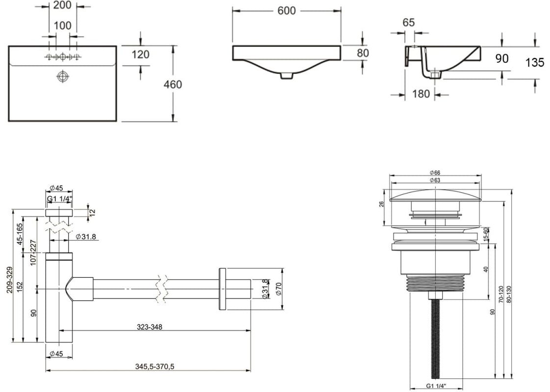Раковина Lavinia Boho Bathroom Sink 21520577 накладная прямоугольная 46, санфарфор купить,NaN