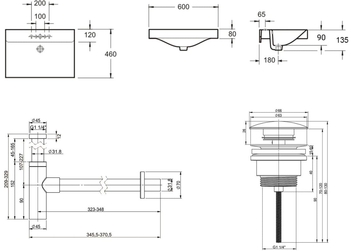 Раковина Lavinia Boho Bathroom Sink 21520577 накладная прямоугольная 46, санфарфор купить,NaN