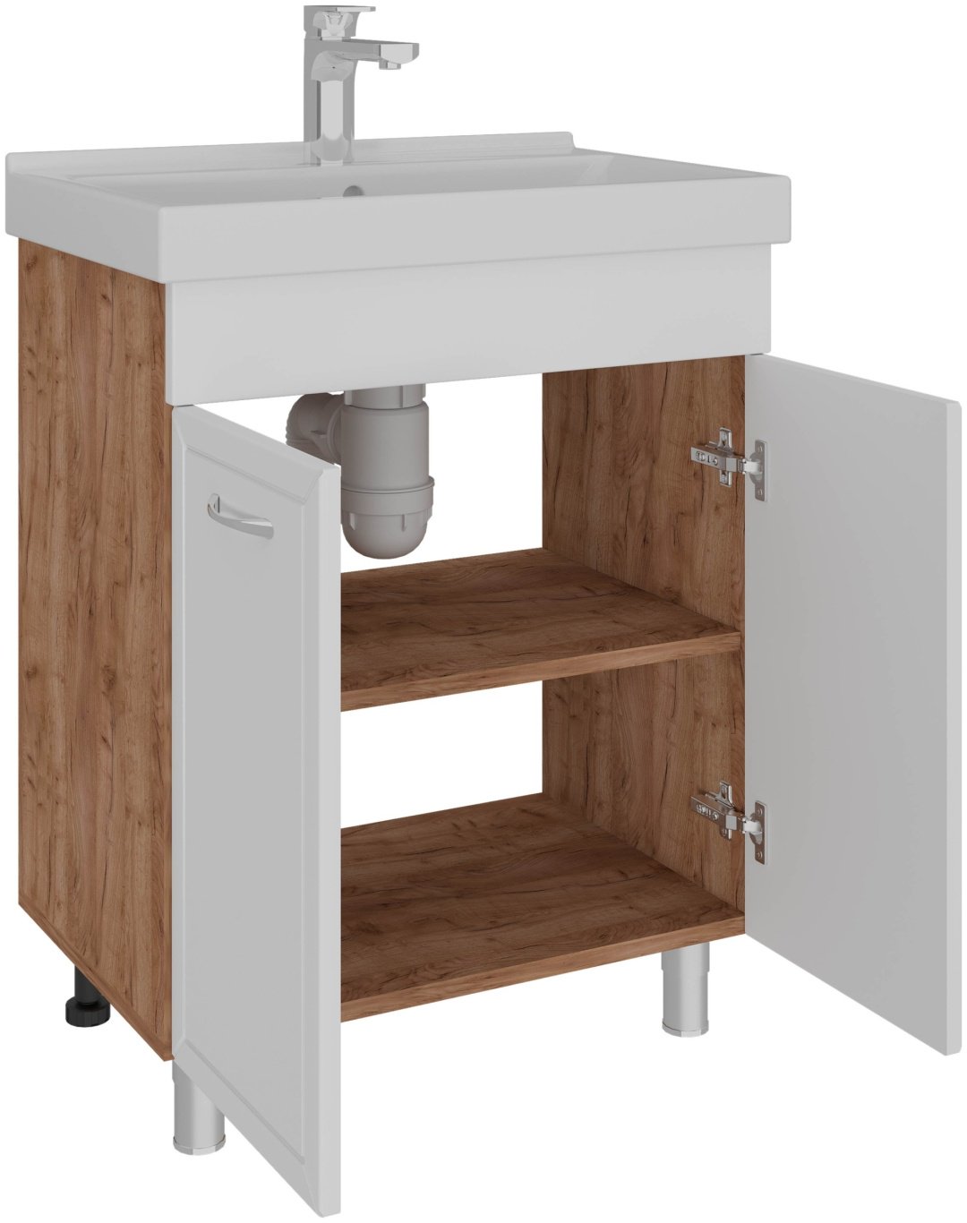 Тумба с раковиной AVK Рита ТР 2 Двери, 50x70x40 см, белый, коричневый