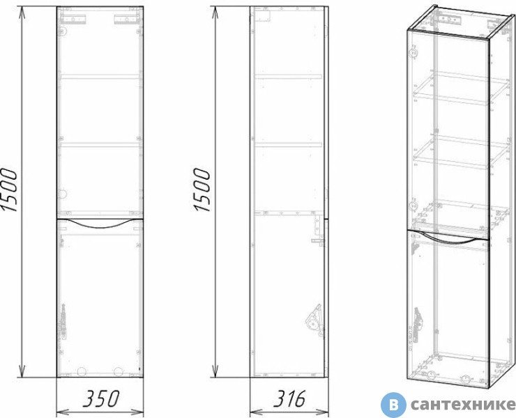 &#34;ТАЛИС-35 см&#34;, 35x31x150 см, серый